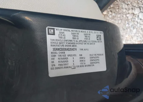 2010 Chevrolet Avalanche 1500 Ltz z USA, uszkodzony, nr VIN 3GNNCGE06AG264374